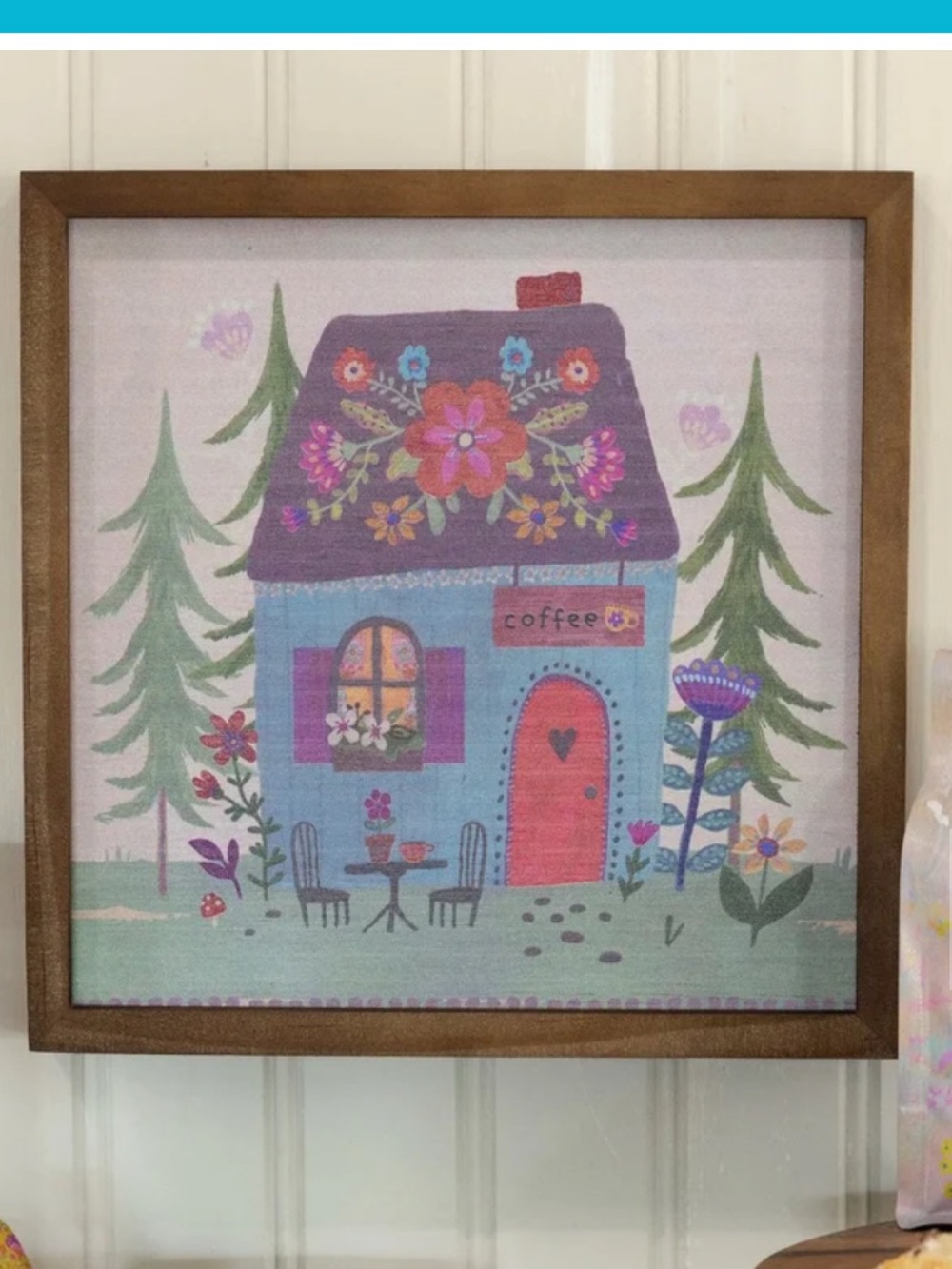 NATURAL LIFE Bungalow Box Sign  Cottage Coffee House Shop Wall Frame 8x8 NWT SOL
